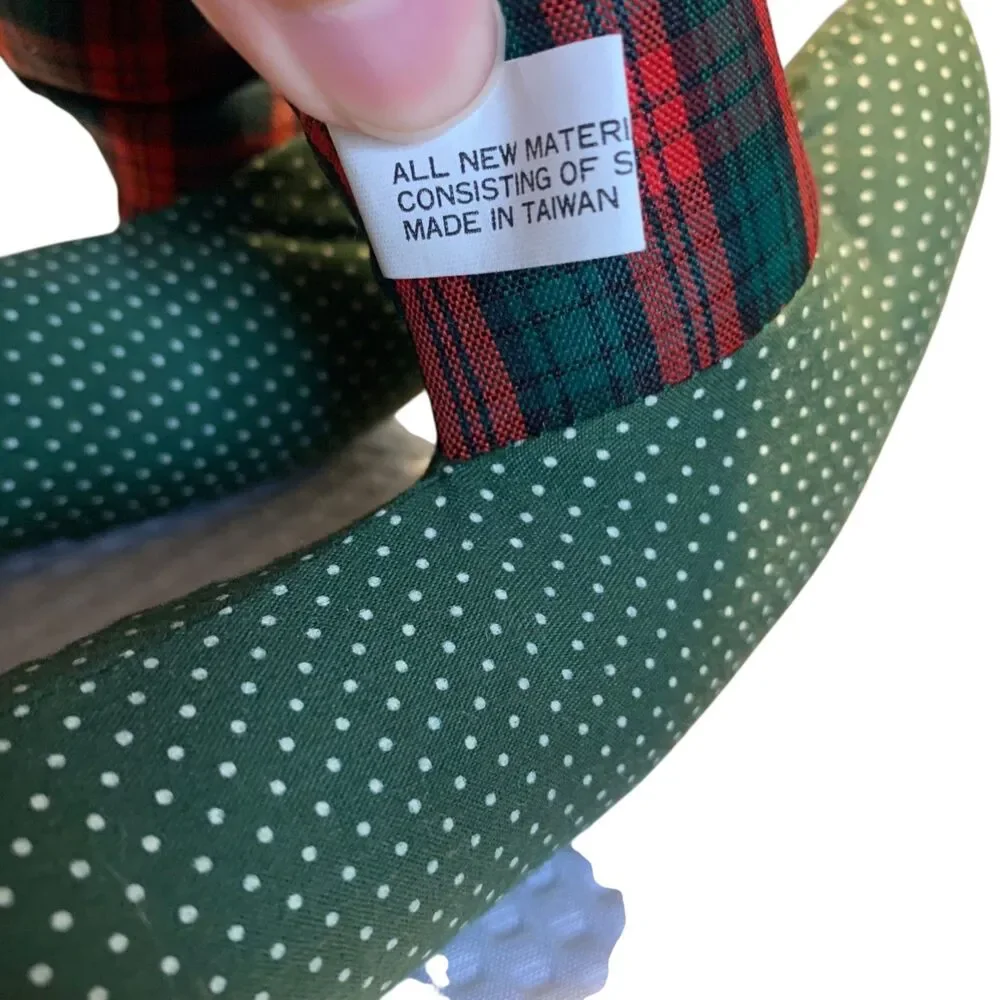 Vintage Handmade Red Green Plaid Rocking Horse Plush Christmas Holiday Stuffed
